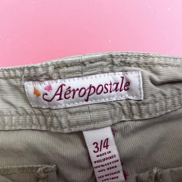 Vintage Y2K Aeropostale Beige Cargo Shorts Size 3/4 - Picture 3 of 3